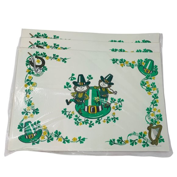 Vintage 1970s St Patricks Day Irish Placemats Deadstock Paper Mats - Picture 7 of 7
